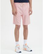 Bermuda en Coton bio & Lin Regular Fit élastique rose