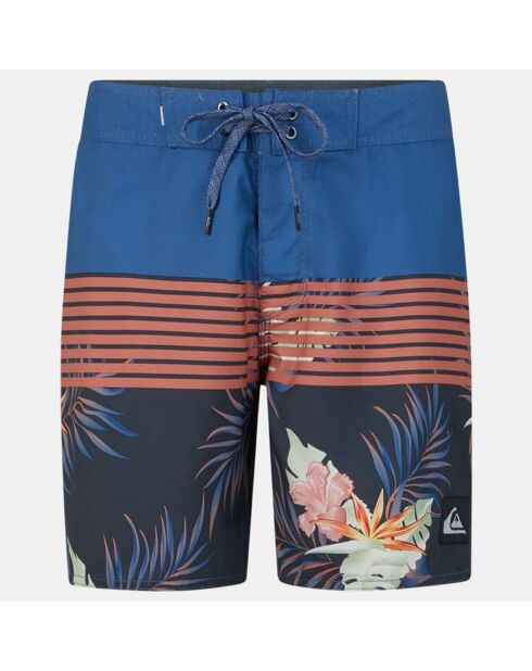 Boardshort stripes flower bleu/multicolore