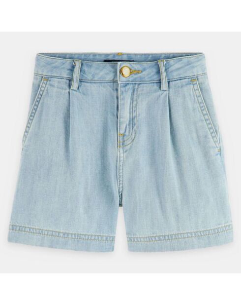 Short en Jean à pince bleu clair