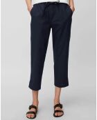 Pantalon popeline taille élastique bleu marine