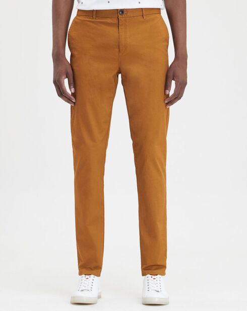 Pantalon chino en Coton Bio Slim Fit marron