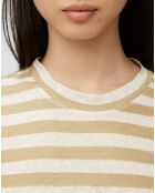 T-Shirt 100% Lin rayé beige/blanc