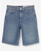 Bermuda en jean cutoff bleu moyen