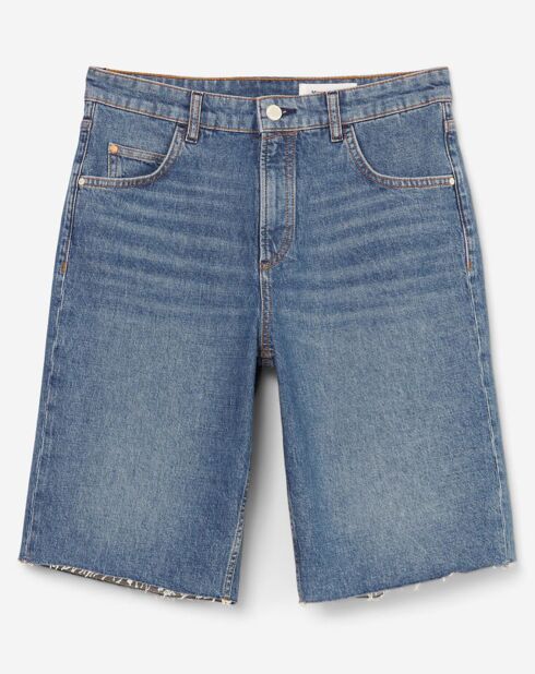 Bermuda en jean cutoff bleu moyen