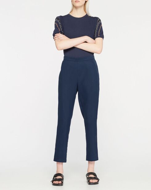 Marineblauwe rechte broek Amélia