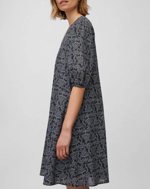 Robe print paisley bleu/blanc