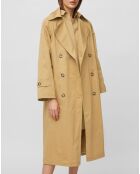 Trench long en Toile de coton mélangé beige