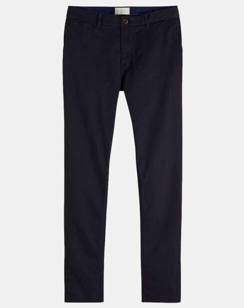 Pantalon chino Slim Fit Stuart uni stretch bleu marine