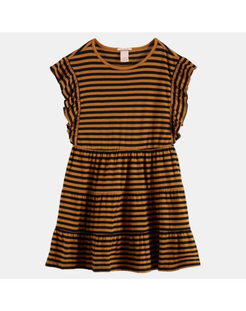 Robe rayée marron