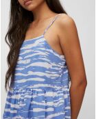 Robe extra longe à bretelle imprimée bleue