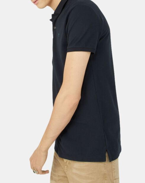 Marineblauw basic poloshirt van piqué met normale pasvorm