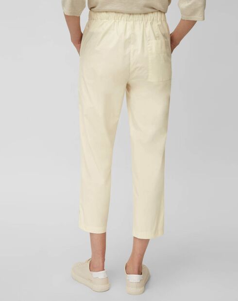 Pantalon popeline taille élastique beige