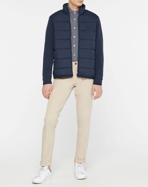 Blouson matelassé col montant bleu