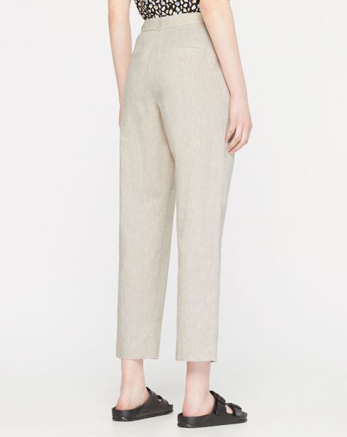 Beige broek van linnenmix Aurélie