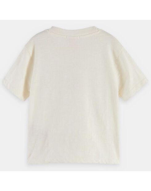 Ecrufarbenes T-Shirt mit Muschelschleife und Logo