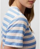 T-Shirt 100% Lin rayé bleu/blanc