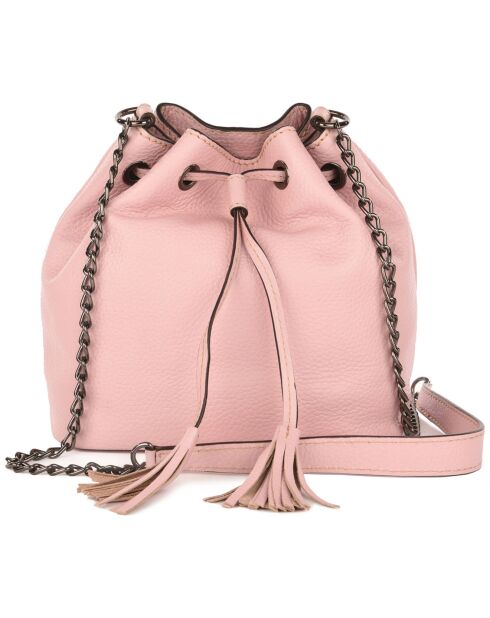 Mini sac seau en Cuir chaînes rose - 20.5x22.5x10.5 cm