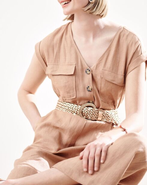 Combinaison 100% Lin Rocio camel
