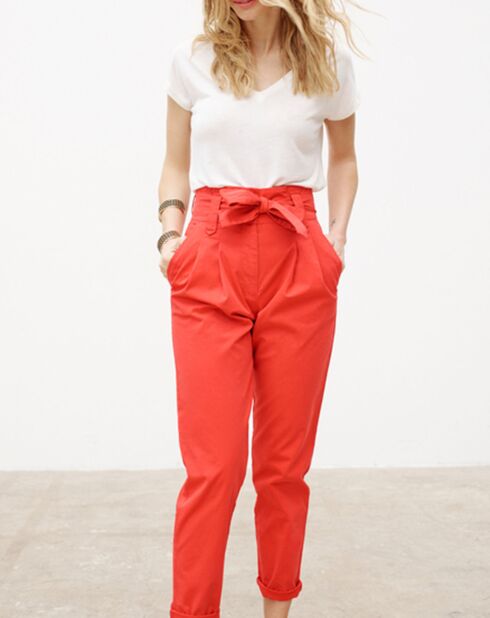 Pantalon carotte 7/8 Barry coquelicot