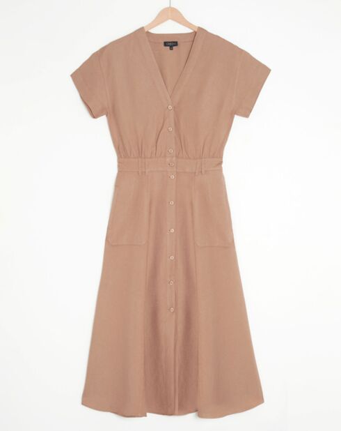 Robe longue en Lin mélangé Jasmes marron