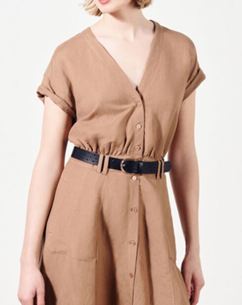Robe longue en Lin mélangé Jasmes marron