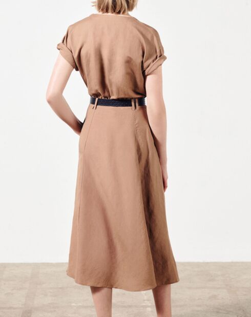 Robe longue en Lin mélangé Jasmes marron