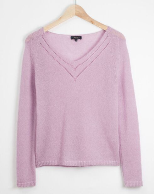 Pull en Laine & Mohair mélangés Kim mauve