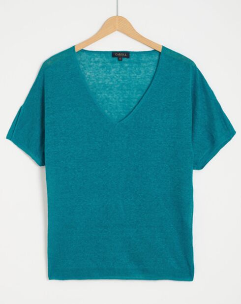 T-Shirt 100% Lin Milane turquoise