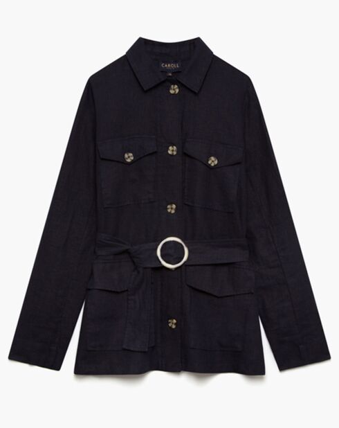 Vittoria B marineblauwe Sahara-jas van 100% linnen