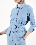 Veste saharienne en Lin mélangé Ava bleu clair