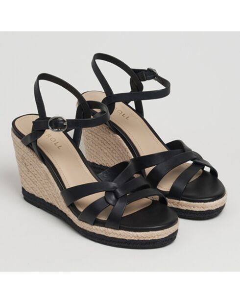 Sandales en Cuir Cintya fantaisie noires - Talon 10 cm