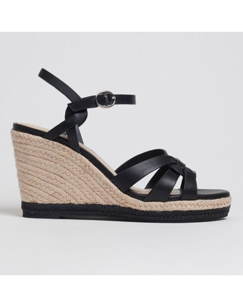 Sandales en Cuir Cintya fantaisie noires - Talon 10 cm
