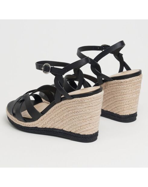 Sandales en Cuir Cintya fantaisie noires - Talon 10 cm