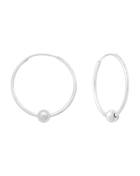 Boucles d'oreilles Créoles Boules en Argent