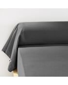 Taie de traversin en flanelle Candice Orage anthracite - 85x185 cm