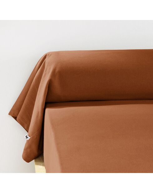 Taie de traversin en flanelle Candice Tomette orange - 85x185 cm