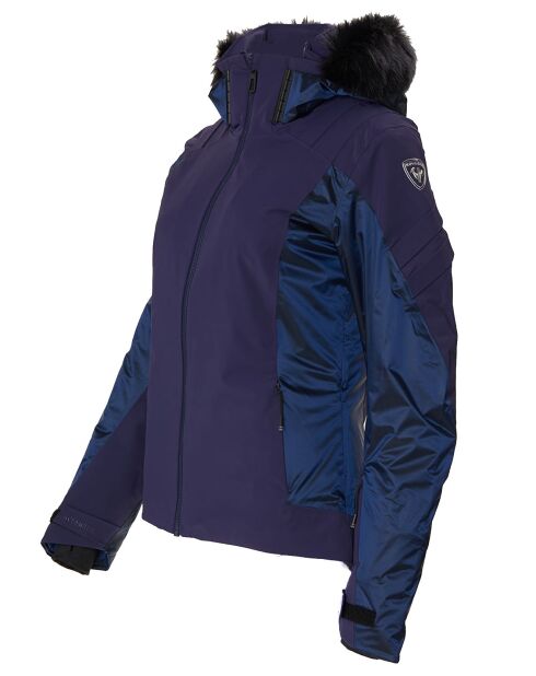 Veste de ski Aile fausse fourrure bleu foncé