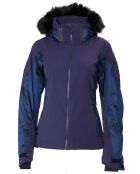 Veste de ski Aile fausse fourrure bleu foncé