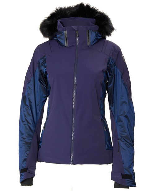 Veste de ski Aile fausse fourrure bleu foncé