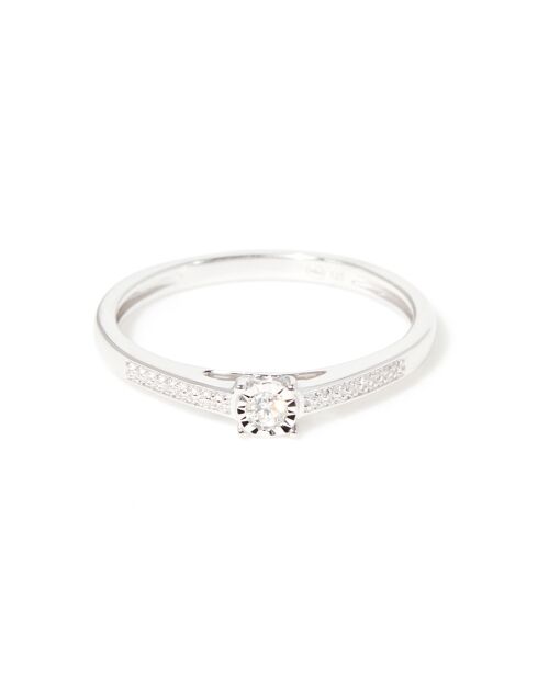 Bague Solitaire Antique Diamant 0.04 ct or blanc