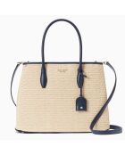 Sac cabas Eva beige/bleu foncé - 34x26x13 cm