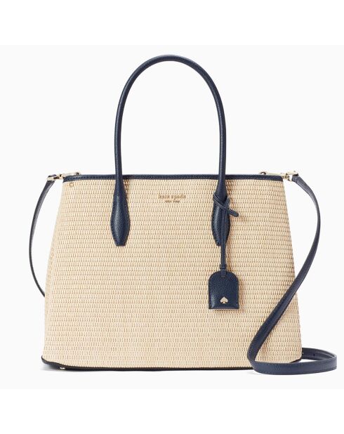 Sac cabas Eva beige/bleu foncé - 34x26x13 cm