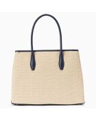 Sac cabas Eva beige/bleu foncé - 34x26x13 cm