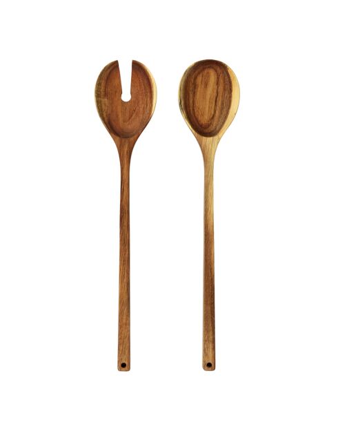 Couverts de service acacia marron