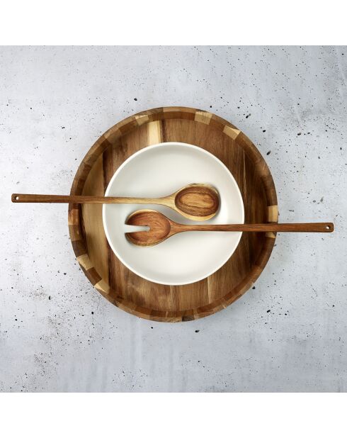 Couverts de service acacia marron