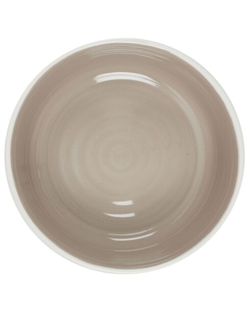 6 Bols bicolores en grès taupe - D.15.2 cm