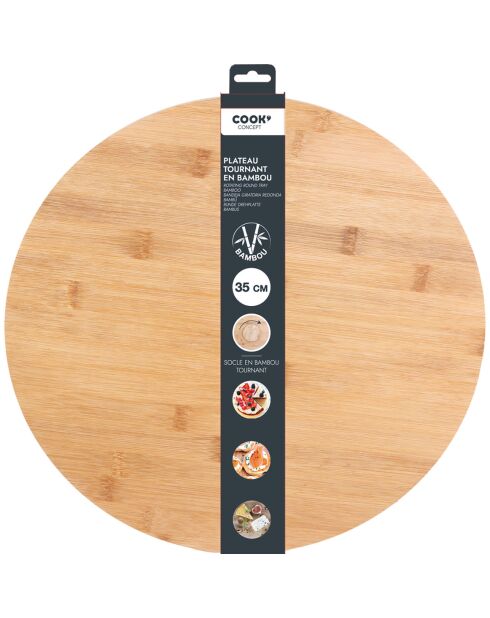 Plateau rond tournant bois - D.35 cm