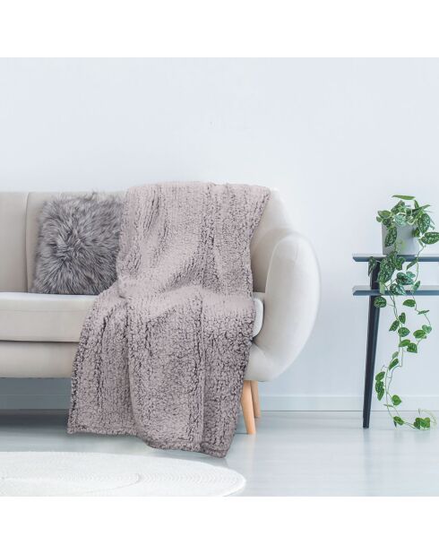 Plaid sherpa gris - 120x150 cm