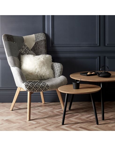 Fauteuil helsinki patchwork multicolore - 65x74x100 cm