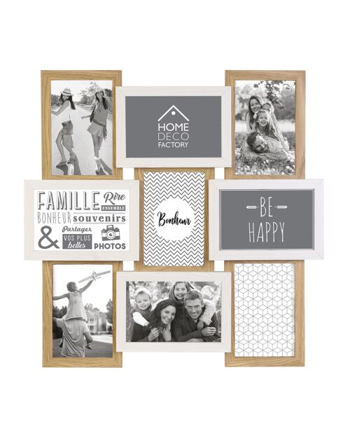 Collage di 9 foto bianche/beige - 44,5x3x44 cm